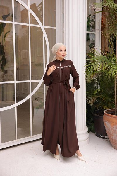 Nissra Ankanoor горчиво кафе премиум рокля Abaya Anka255050