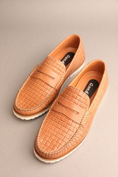 Gondol Loafer clasic pentru bărbați din piele naturală Tan 42 Ttx.295