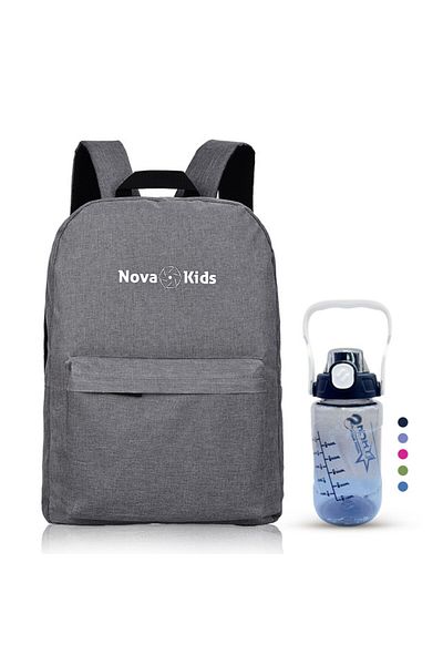 NovaKids Nova Kids 17-Inch Backpack with Hydration 550ml Bottle(Assorted Color) - Gray