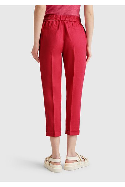 United Colors of Benetton Women's Fuchsia 100% Linen Elastic Waist Trousers