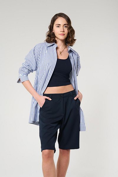 ZYRAH Navy Blue Color Women's Bermuda Shorts
