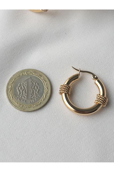 Siya Silver Gold Colored Anti-Tarnish Steel Hoop Earrings