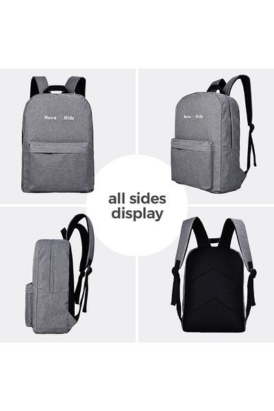 NovaKids Nova Kids 17-Inch Backpack with Hydration 550ml Bottle(Assorted Color) - Gray