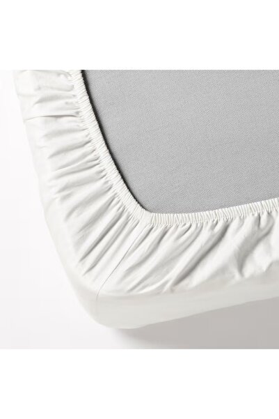 IKEA DVALA White Fitted Sheet 160x200 cm – 100% Cotton, Soft, Durable & Fits Up to 26 cm Mattress