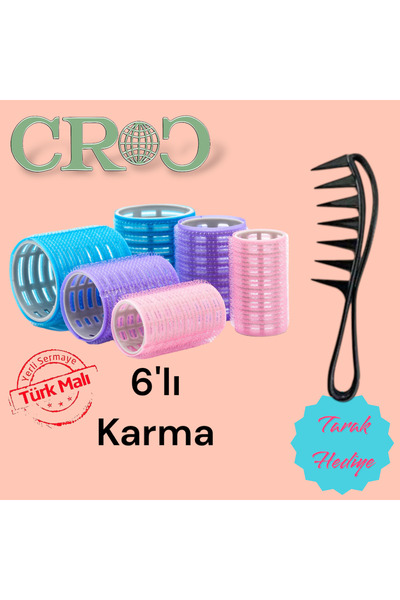 Croc 1225 Karma Bigudi 6Lı Cırtlı - Yapışkanlı Saç Bigudisi