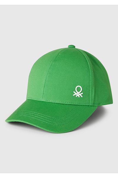 United Colors of Benetton Boy's Pistachio Green Logo Printed Cap Hat