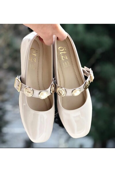 Pandalina Women's Patent Leather Ballerina Strappy Belted Phylon (Lightweight) Comfortable Stylish Business Office Casual Shoes