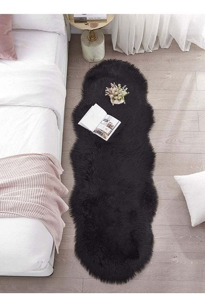 Comfy ULTRA SOFT ANTI SKID FLUFFY AREA BLACK CARPET/RUG FOR SOFA OR FLOOR