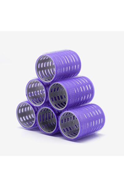 Croc Büyük Boy Bigudi 6lı Cırtlı - Yapışkanlı Saç Bigudisi Mor Çap: 4.5cm (1215)