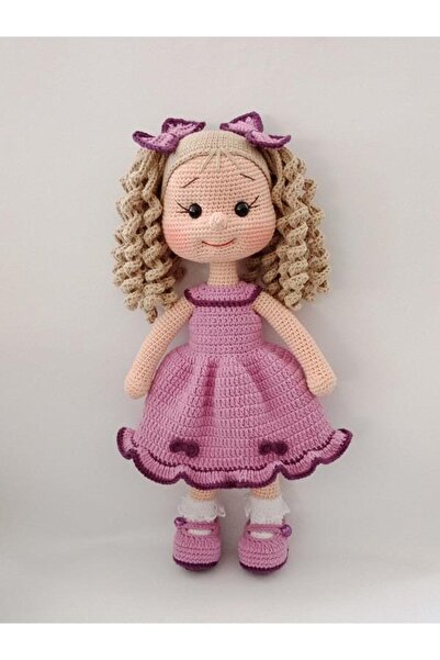 OYUNCAKPARK Kıvırcık Saçlı Lila Karnaval Bebek Amigurumi Organik Oyuncak