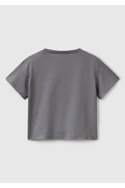 United Colors of Benetton Tricou pentru fetiță, antracit, cu etichetă cu logo-ul imprimat Rolling Stones