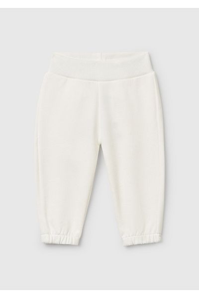 United Colors of Benetton Baby White Sweatpants with Rabbit Detail on the Back and Elastic Waist