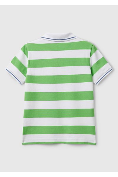 United Colors of Benetton Μπλουζάκι πόλο με κεντημένο λογότυπο με ριγέ λογότυπο για αγόρια