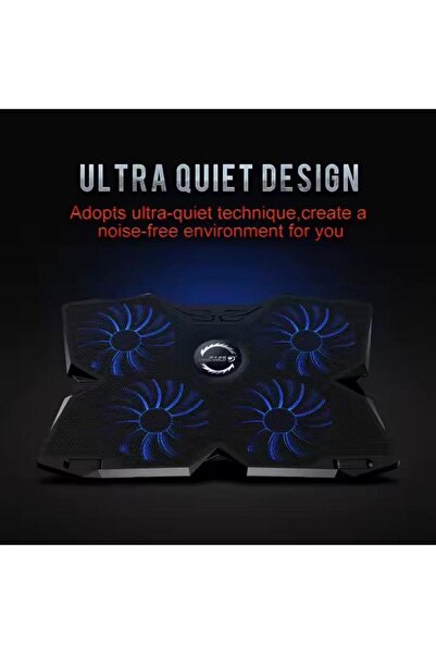 Generic قاعدة تبريد كمبيوتر محمول مقاس 17 بوصة مزودة بمروحة تبريد للكمبيوتر المحمول = قاعدة تبريد باللونين الأسود والأزرق