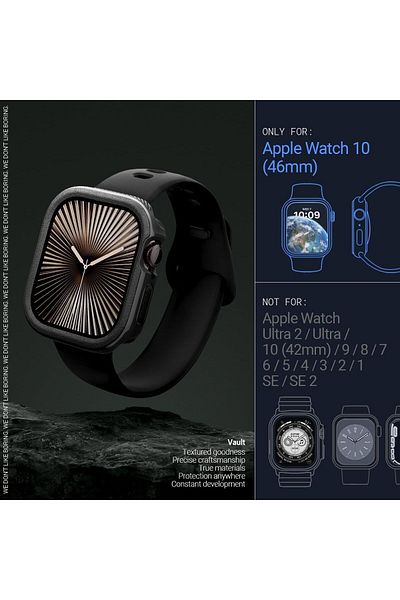caseology Vault designed for Apple Watch Series 10 (46mm) case cover (2024) - Matte Black