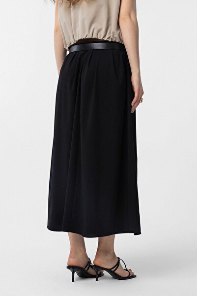 Antioch Black Pleated Women's Midi Skirt