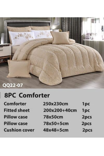 Moon Luxury Embroidered Jacquard Bedspread, 8 Pieces, 230x250cm, 200x200cm, 78x50cm, 48x48cm, 6kg