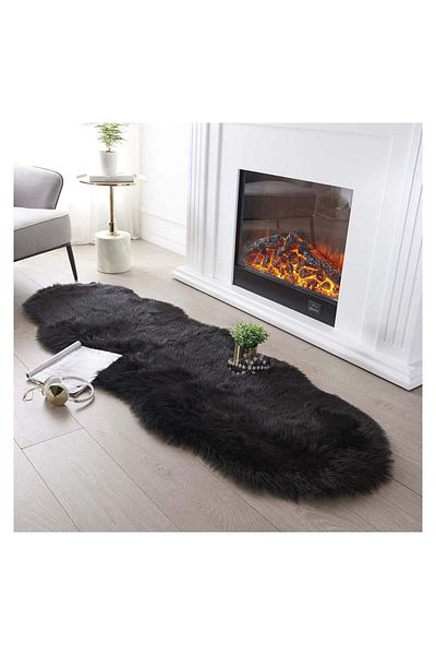Comfy ULTRA SOFT ANTI SKID FLUFFY AREA BLACK CARPET/RUG FOR SOFA OR FLOOR