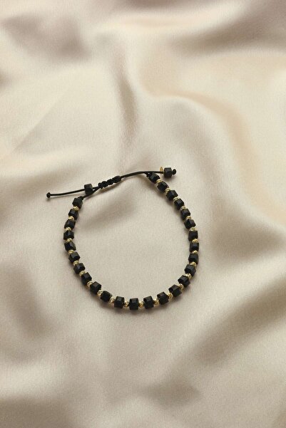 Uşaklıhafız kuyumculuk 14 Ayar Altın Dorikalı Siyah Oniks Taşlı Erkek Bileklik