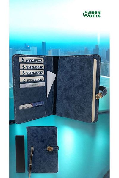 Eren Ofis Caiet cu capac din piele nubuck cu design special - Set pix cadou