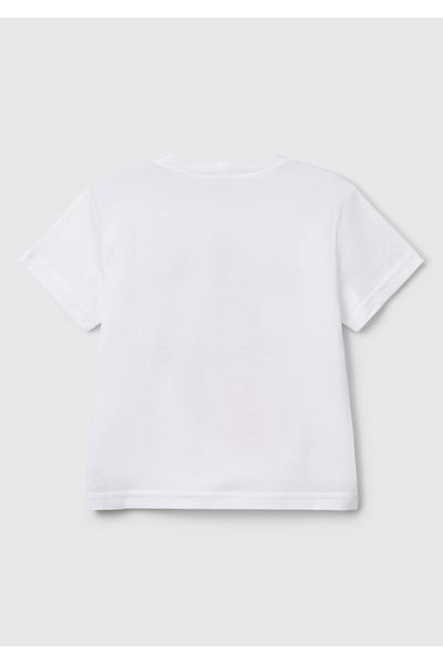 United Colors of Benetton Tricou alb pentru băiat cu etichetă cu logo-ul imprimat Rolling Stones