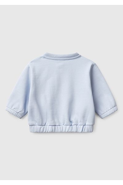 United Colors of Benetton Baby Powder Blue Pouch Pocket Cuffed Crew Neck Sweatshirt