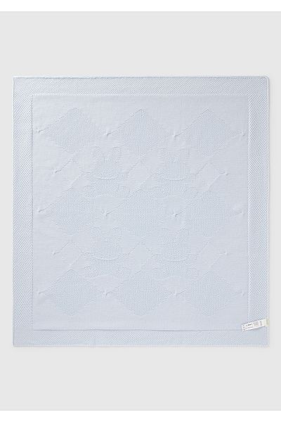United Colors of Benetton Baby Dust Blue Diamond Patterned and Rabbit Knitted Detailed Blanket