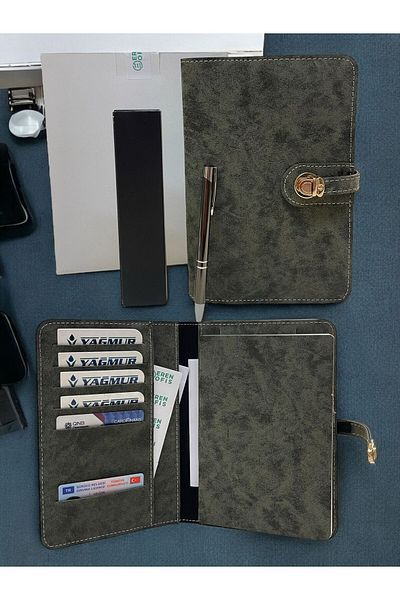 Eren Ofis Σημειωματάριο ειδικής σχεδίασης Nubuck με δερμάτινη θήκη - Σετ στυλό δώρο