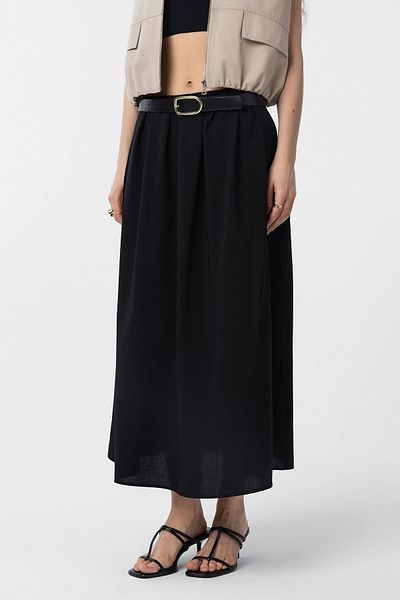 Antioch Black Pleated Women's Midi Skirt