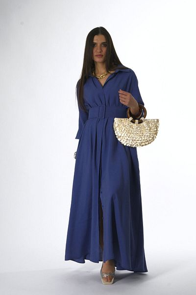 ABBRA Women's Pocket Detailed Belted Loose Dress