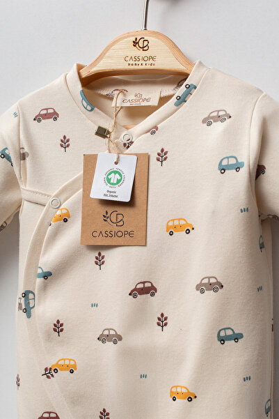 Cassiope Car Patterned Organic Cotton Booties Skin Friendly Soft Touch Baby Boy Jumpsuit