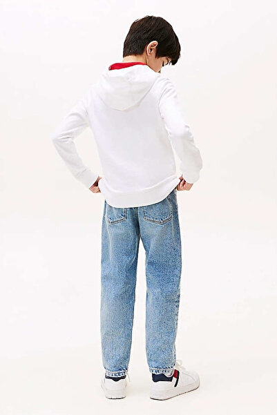 Tommy Hilfiger Erkek Çocuk Th Kapüşonlu Sweatshirt - Beyaz