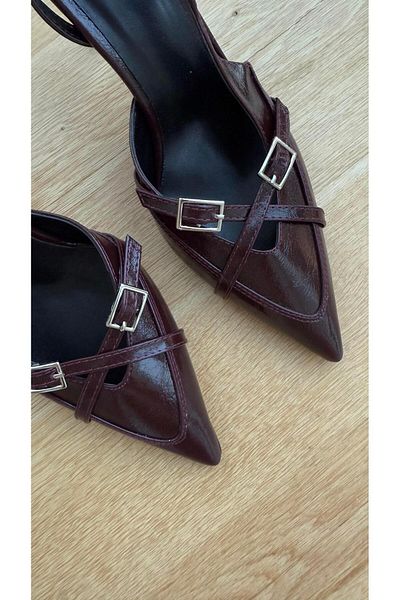 Eataly Shoes Pantofi cu toc Zenna Burgundy cu vârf ascuțit