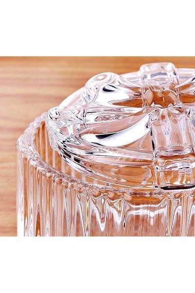 Fairhome 3 Pieces Bow Patterned Round Lid Glass Sugar Bowl