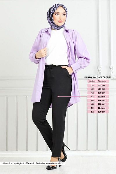 ModaMerve 4022YGS898-M Pantaloni negri cu talie elastică