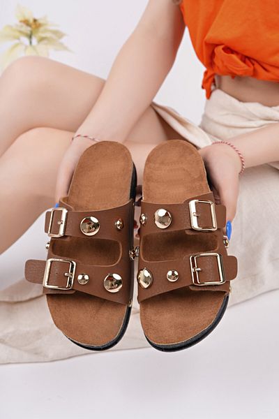 MUGGO Cross Double Banded Adjustable Belted Daily Women's Slippers