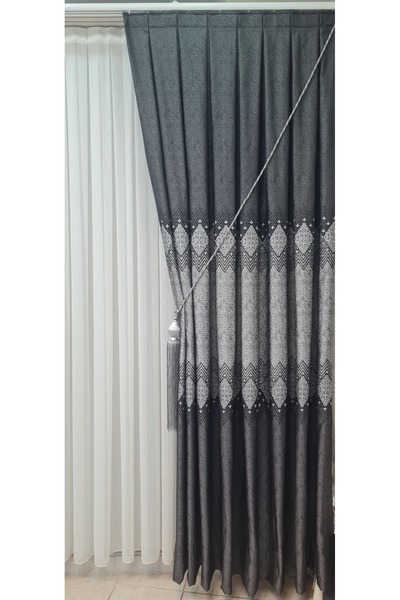 ISSA TEKSTIL Issa Fon Perde Pano Antrasit Gri ((tek Kanat))(sık Pile) En (100...