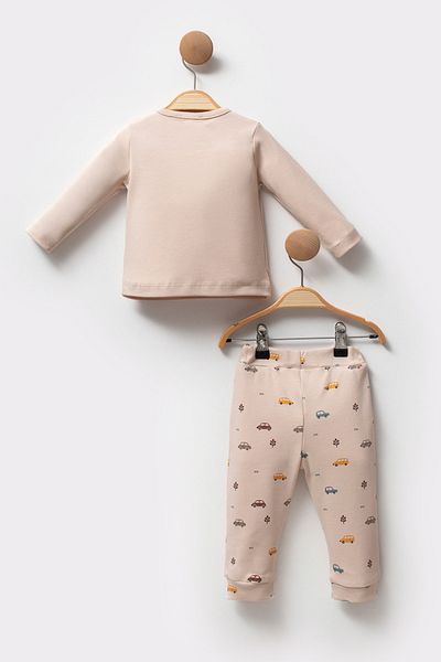 Cassiope Organic Cotton Car Patterned Long Sleeve Skin Friendly Soft Touch Daily Baby Boy Suit