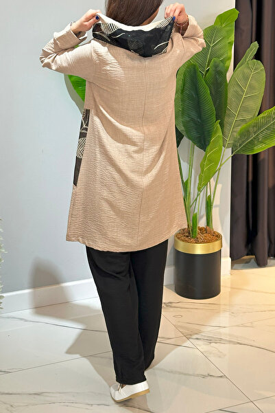 REMSA Beige Pleated Hooded Trousers Suit 18748