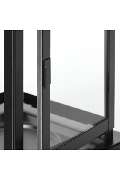 IKEA BORRBY Lantern, Black, 28 cm Stylish Metal & Glass Candle Holder for Indoor & Outdoor Cozy Lighting