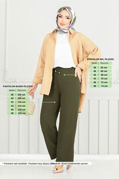 ModaMerve Χακί Παντελόνι Ελαστικής Μέσης - 0006MR1077-M