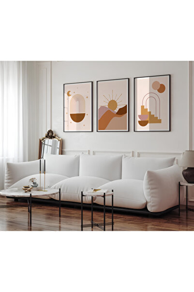 ARTCASTLE Set de 3 tablouri cu ramă din lemn, auriu