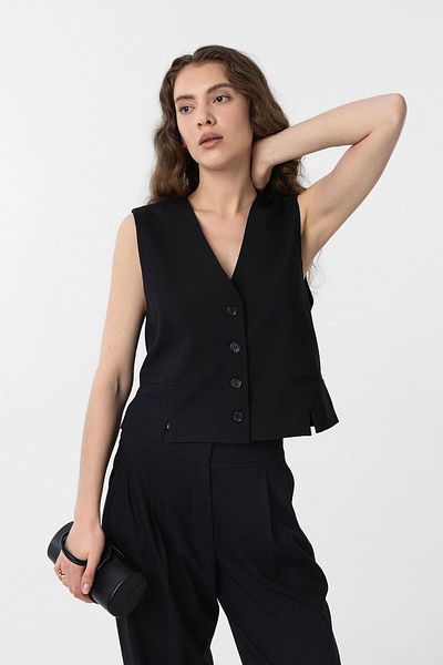Antioch Black Slit Women's Vest