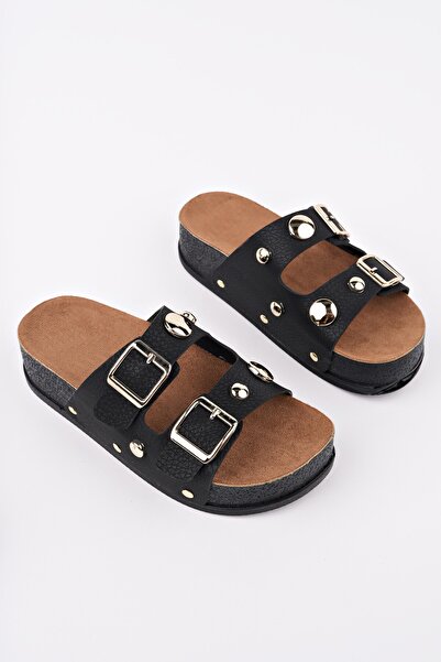 MUGGO Deni̇s Double Banded Adjustable Belted Daily Women's Slippers