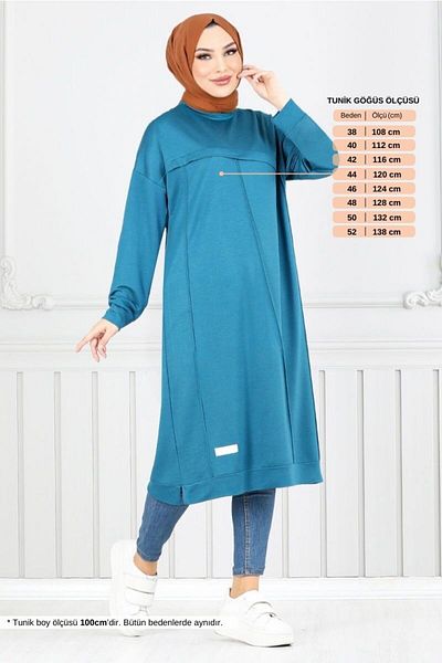 ModaMerve Petrol Ropa-2684AYD969-M Tunica Hijab Detaliata