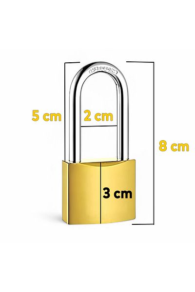 Badem10 Yellow Cast Padlock - 32 mm Long with 3 Keys