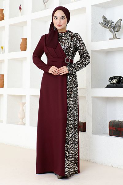 ModaMerve Rochie de seara cu paiete Rosie Claret Asm2516