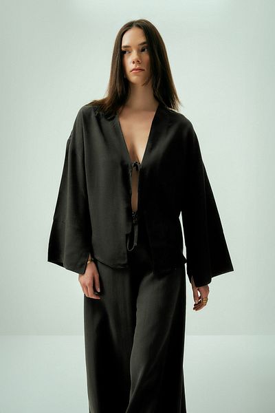 Wear Three Points Glow Lace-Up Reversible Wearable Linen Shirt
