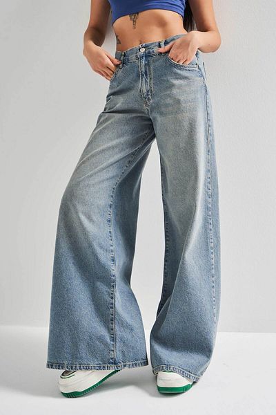its basic Blugi de damă 2S5-32 Palazzo Fit Fit 100% bumbac cu talie denim