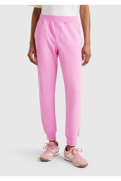 United Colors of Benetton Women's Pink Cotton Blend Logo Printed Jogger Sweatpants with Elastic Waist